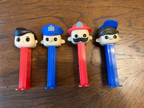 4 Different Funko Pop Pez Fire Fighter, Police Man, Bob's Big Boy, Boy With Cap