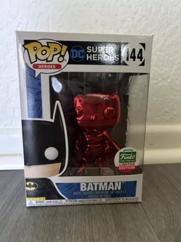 FUNKO DC SUPER HEROES RED CHROME BATMAN POP 144 FUNKO SHOP EXCLUSIVE