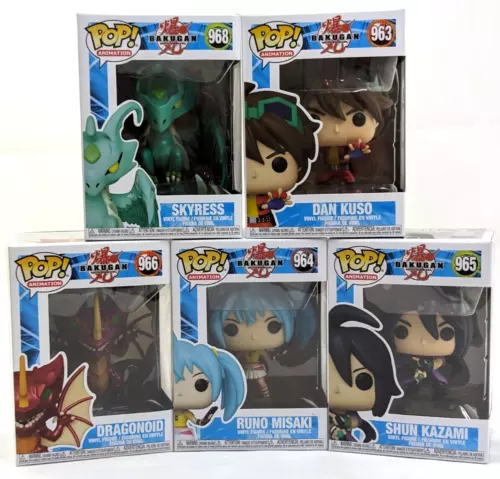 Funko LOT x 5 Bakugan, Dan Kuso, Runo Misaki, Skyress, Dragonoid, Shun Kazam