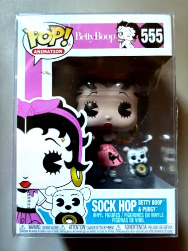 FUNKO POP #555 BETTY BOOP SOCK HOP W/PUGDY VINYL ACTION FIGURE NIB NM+