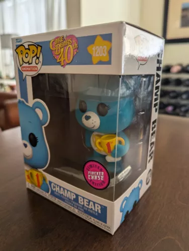 Funko POP! Care Bears 40th Anniversary Champ Bear Limited Ed Flocked Chase #1203