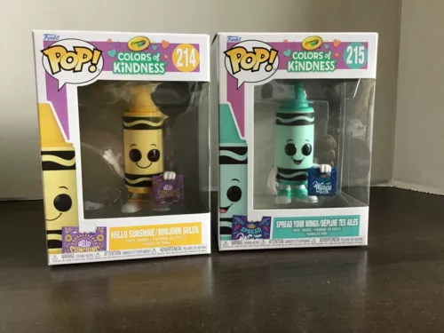 Funko Pop! Crayola Colors of Kindness Teal and Yellow Crayon Funko Pop! Set of 2