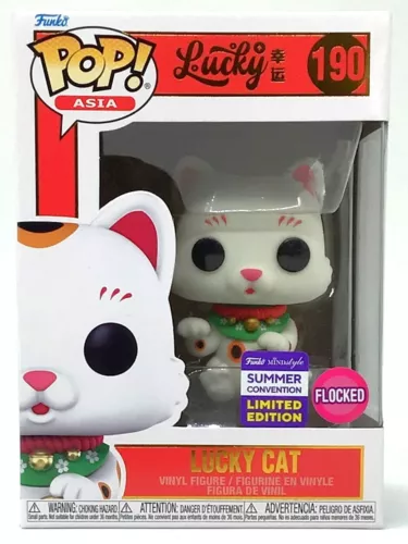 Funko Pop! Lucky Cat Flocked #190 Summer Convention Limited Edition w/Protector