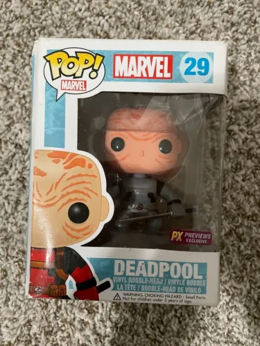 Funko Pop! Marvel Comics Deadpool Grey Unmasked #29 Vinyl Figure In Box