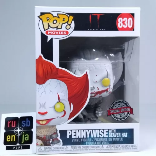 Funko Pop! Movies Horror IT Pennywise with Beaver Hat B&W Black & White #830