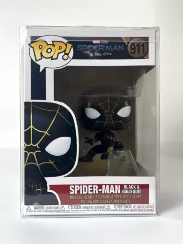 Funko Pop Spider-Man No Way Home 911 Black and Gold Suit! Marvel w/Protector