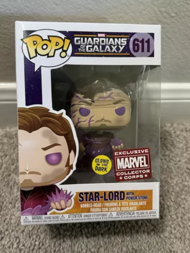 Funko Pop! Star-Lord With Power Stone #611 Marvel Collector Corps Exclusive GITD