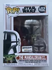 Funko Pop Star Wars #402 Chrome Mandalorian w/ Grogu & Pin Amazon  w/PROTECTOR