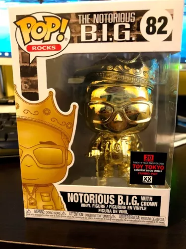 👑Funko POP! The Notorious B.I.G. with Crown #82 Gold Chrome Toy Tokyo Exclusive