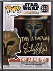 J Funko POP Star Wars Mandalorian ARMORER 353 Emily Swallow Beckett AUTO + Armor