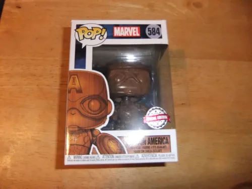 Marvel Funko Pop #584 CAPTAIN AMERICA Wood Deco Entertainment Earth Exclusive SE