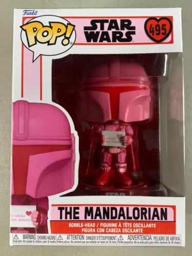 READ! Funko Pop Star Wars #495 The Mandalorian Pink Valentines Day Themed