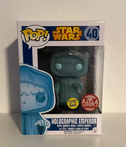 Star Wars Funko POP! #40 Holographic Emperor Palpatine GITD Toy Wars Exclusive