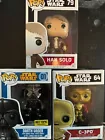 star wars funko pop lot (3) Han Solo, C-3PO, Darth Vader… See Photos For Boxes