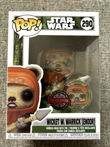 Star Wars Wicket W Warrick (Endor) With Pin #290 Funko Pop -  Free Protector